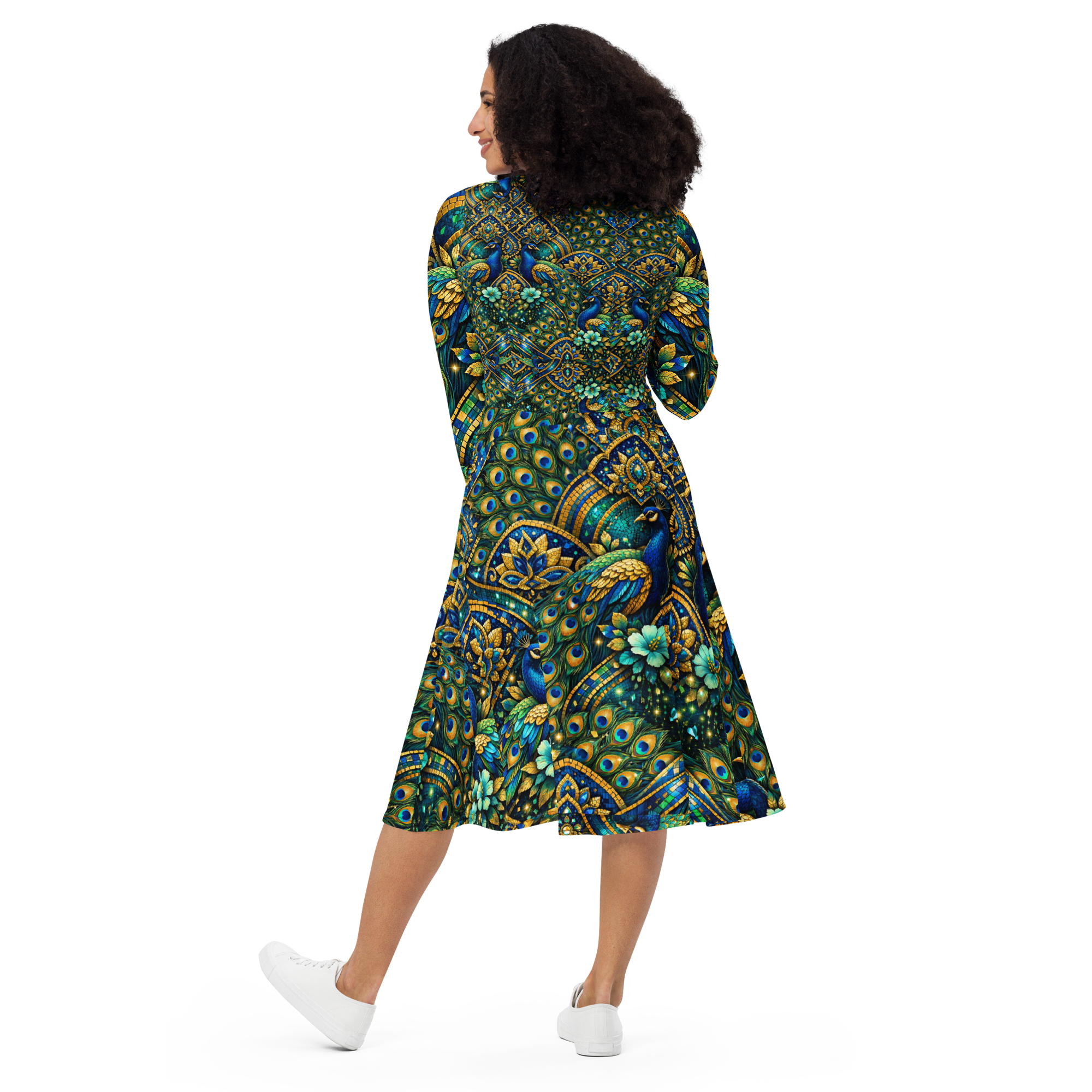 all over print long sleeve midi dress all over print long sleeve midi dress