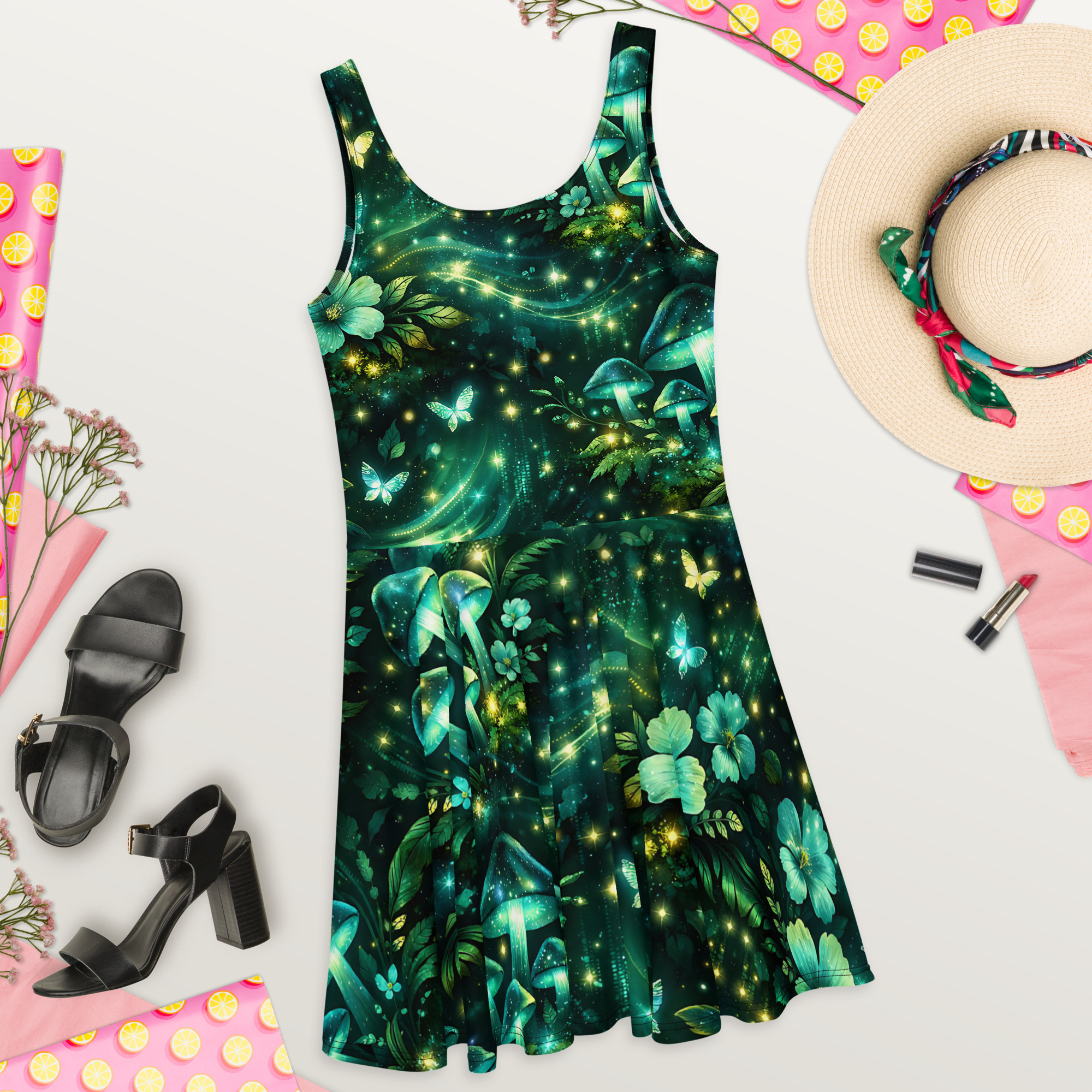 dark green forest skater dress dark green forest skater dress
