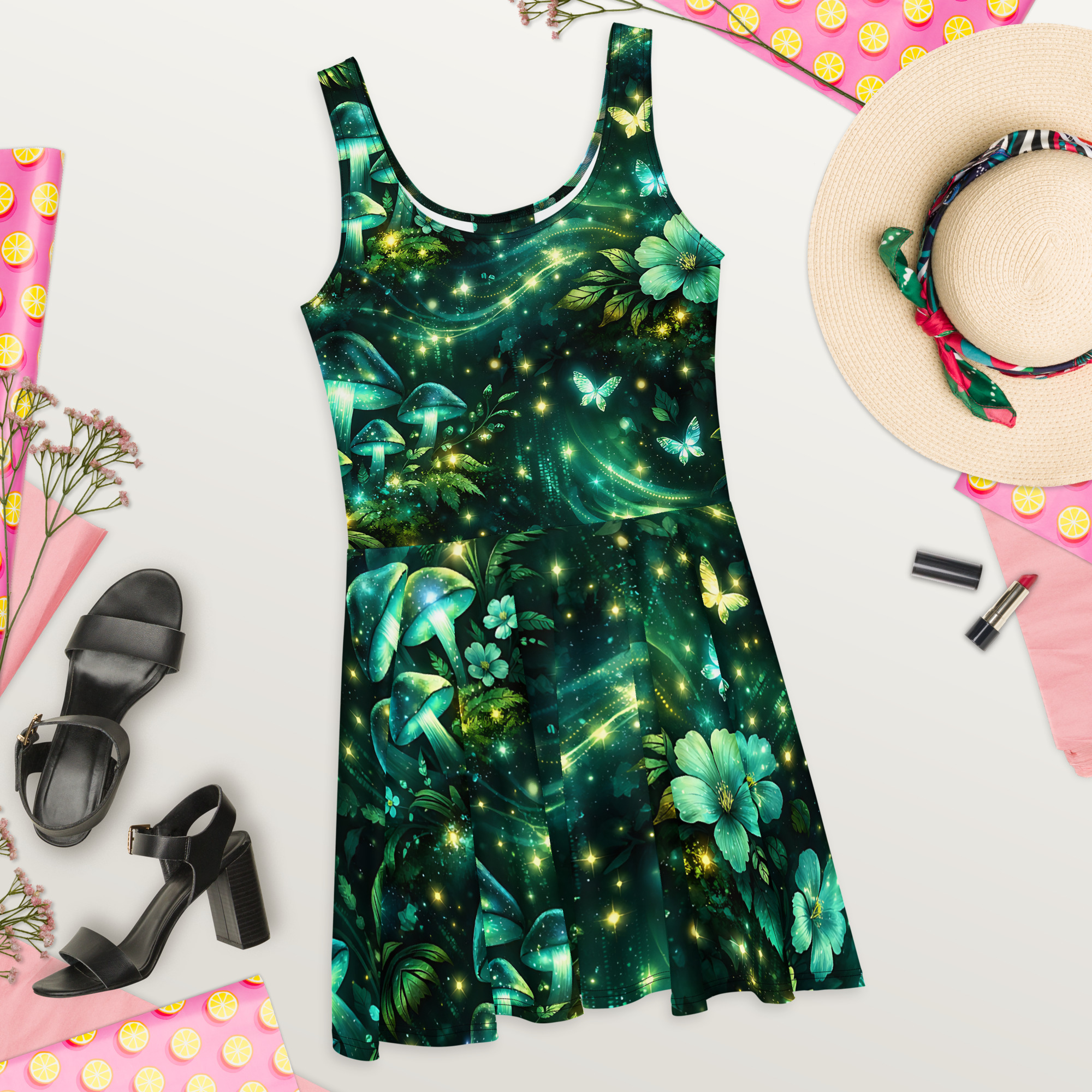 dark green forest skater dress dark green forest skater dress