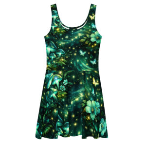 dark green forest skater dress