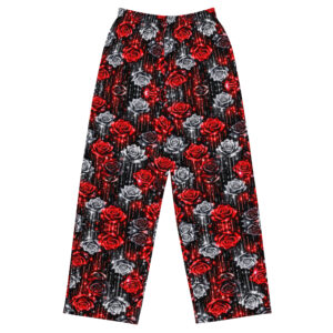 Home all over print unisex red roses wide leg pants